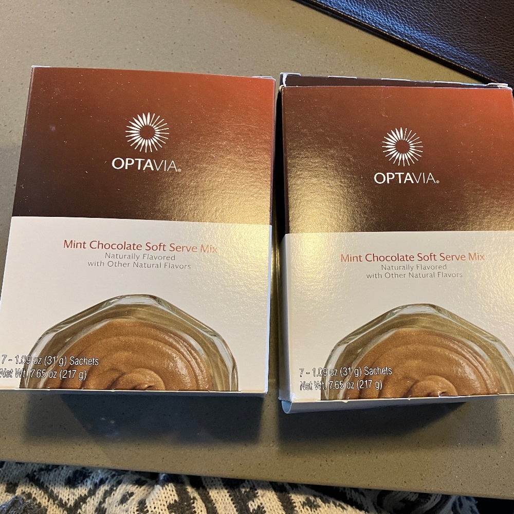 OPTAVIA mint chocolate soft serve, two boxes